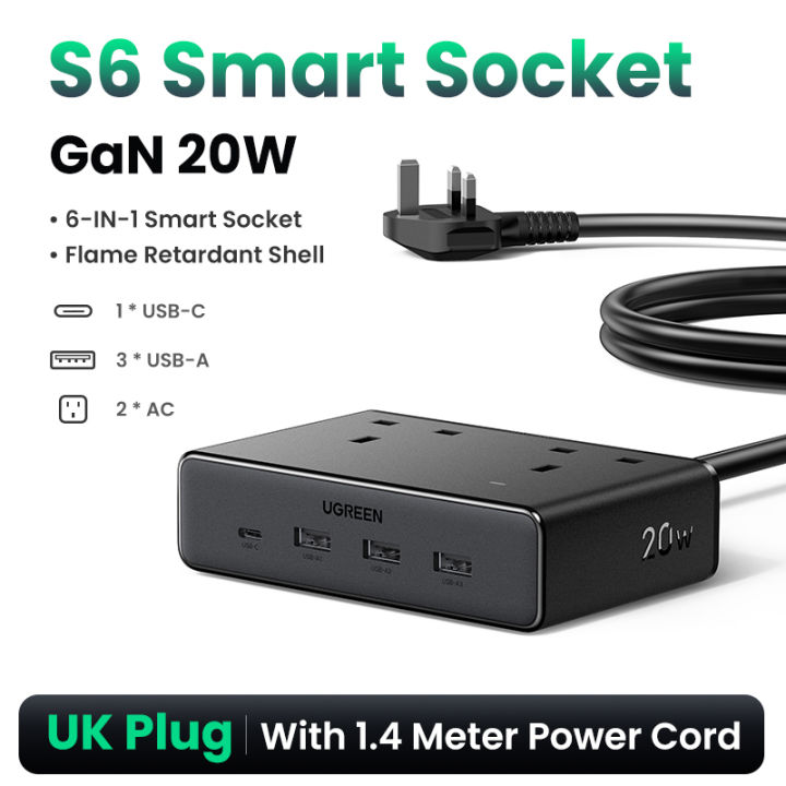 UGREEN%20GaN%2020W%20S6%20Smart%20Socket%208%20in%201%20Smart%20Socket%20Flame%20Retardant%20Shell%208%20Port%20(1*USB-C%203*USB-A%204*AC)%20With%201.4%20Meter%20Power%20Cord%20-%20Image%209