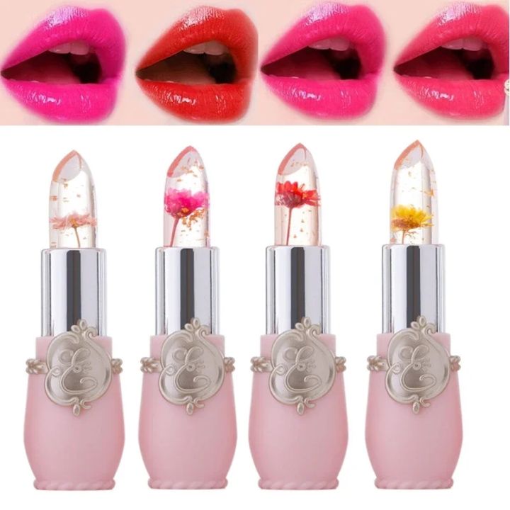 Crystal Jelly Lip Balm Lipstick Flower Temperature Color Changing Lip Gloss Transparent Long Lasting Lipstick Moisturizer Makeup