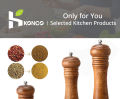 KONCO Wood Salt and Pepper  Wooden Spice & Pepper Grinders, Manual Mills with Adjustable Ceramic Kitchen Tool. 