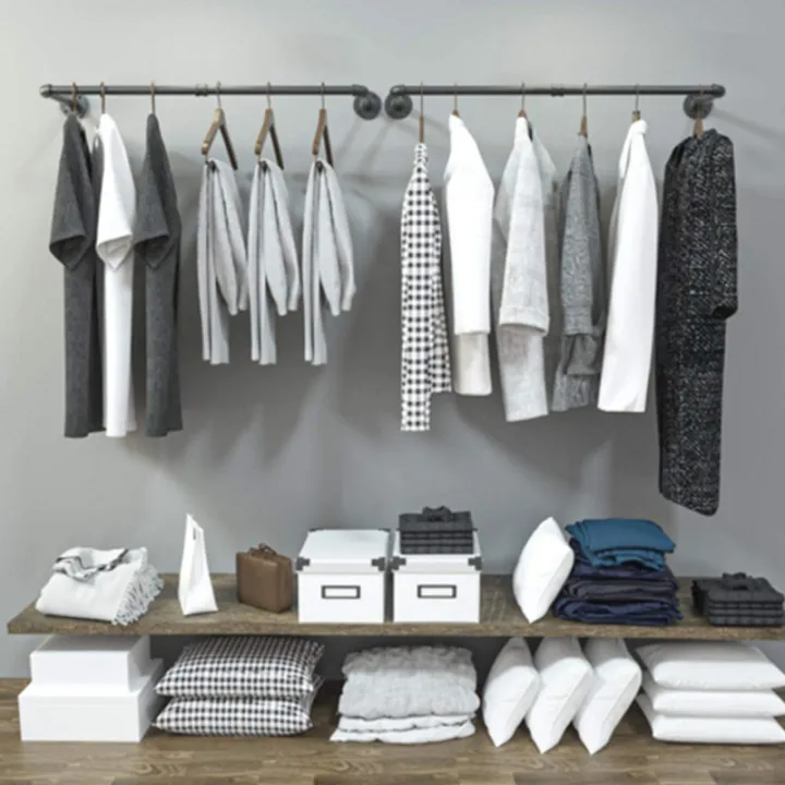 Bedroom%20Garment%20Home%20Rail%20Detachable%20Multipurpose%20Wall%20Mounted%20Industrial%20Pipe%20Clothes%20Rack%20Space%20Saving%20Hanging%20Shelf%20-%20Image%203