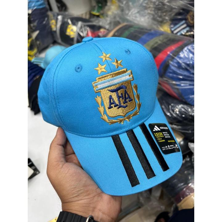 Argentina Three Star Cotton Baseball Cap For Men (Sky Blue)