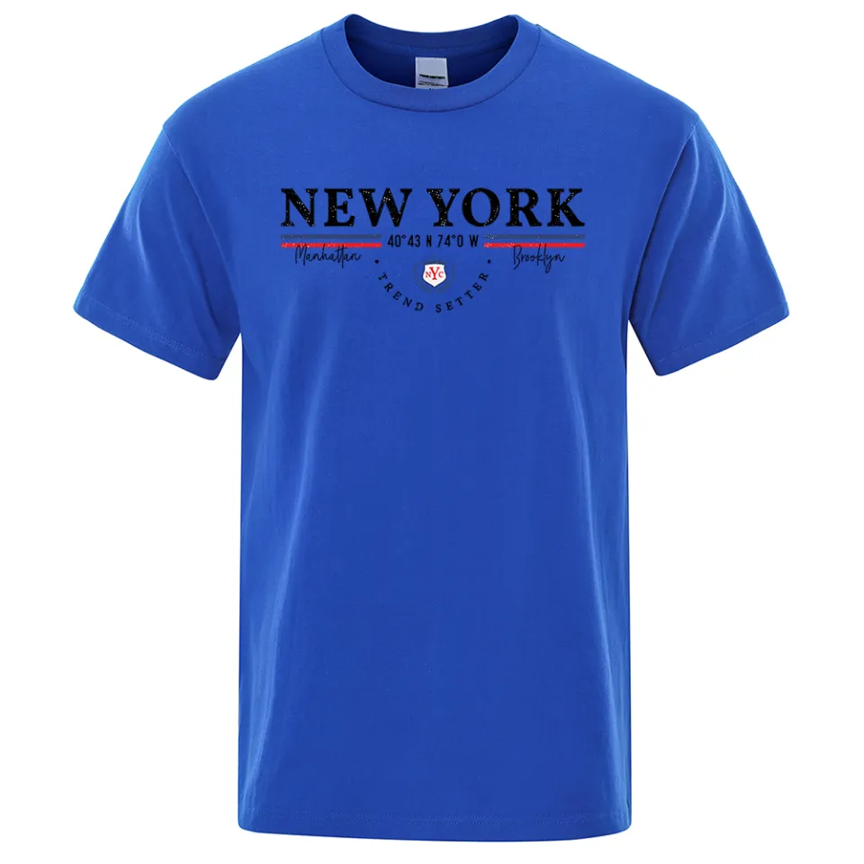 New York Manhattan Brooklyn Trend Setter Mens Clothes Oversize T-Shirt  Fashion Cotton Soft Tee Clothes Men Summer Loose Tshirt