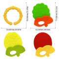 3pcs set Baby Fruit Teeth Gel Silicone head Teether fitness educational toy CN.