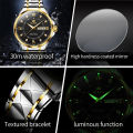 (1 Year Warranty) OLEVS Men's Original Waterproof Watch Gold Watch Quartz Stainless Steel Strap Calendar Luminous Business Style 2906. 