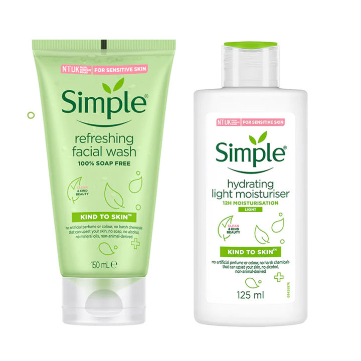 Simple Kind to Skin Refreshing Facial Wash & Hydrating Light Moisturiser Combo - (150ml +125ml)