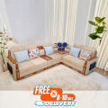 Khamba l Corner Sofa set-SA-4161, Solid CTG Segun with 5 cusfion. 
