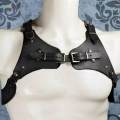Steampunk Body Chest Harness PU Leather Buckle Belt for Faire Black. 