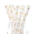 25pcs Metallic Gold heart star Foil Stripe Paper Straws Disposable Tableware Wedding Decor Baby Shower Birthday Party Supplies.