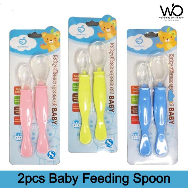 Applebear 2pcs Set Baby Feeding Spoon - Soft Silicone Spoon 2pcs Set - Multicolor Available