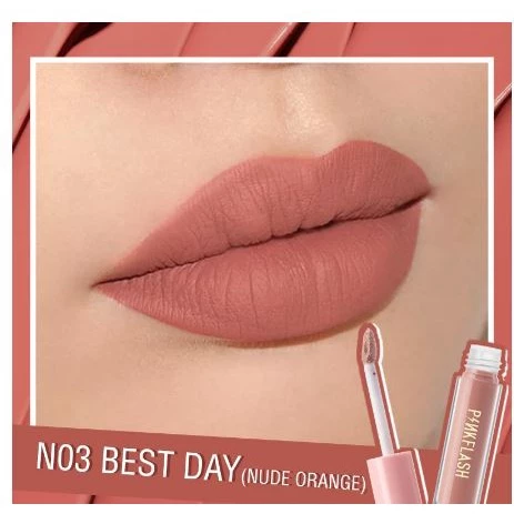 〽️ PinkFlash Lipstick #N03 Best Day (Nudee Orange) Melting Matte Waterproof Lipcream - 2.3g