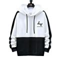 White and black color Mix Long Sleeve Hoodie For Men. 