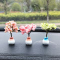 New Car Mini Tree Decorations Center Console Car Mounted Green Plant Accessories Simulated Flower Decoration Cute Gift For Girls.