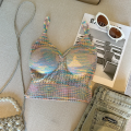 Tank Top Women Built In Bra Spaghetti Strap Crop Tops Womens V-neck Skinny Camis Female Casual.