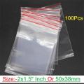 100Pcs-Zipper Lock Bag Size 1.5×2.5 Inch 38×63.5mm Zip Lock Plastic Transparent Packet Zipper Poly Clear Plastic Bags. 