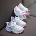 Girls' sneakers 2023 spring and autumn new mesh breathable and versatile solid sole dad shoes for medium and large children. 