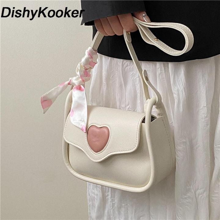DishyKooker Crossbody Bags For Women Trendy Flap Crossbody Purse Cute Heart  Shape Contrast Color Trend Simple Handbag Messenger Bags