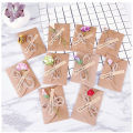 5/10pcs Handmade Dry Flower DIY Kraft Paper Invitation Greeting Card Inner Paper With Ribbon Envelope Seals Wedding Favors.