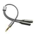 AUX Cable Jack 3.5MM Audio Cable Male to Double Female Stereo Audio Cable Nylon Braided Headphone Splitter Y Type Audio Cable.