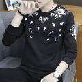 Black Printed  cotton  full Sleeve T-Shirt For Men. 
