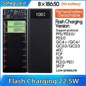 DIY Micro USB Type C Power Bank Shell 5V DIY 8*18650 Case Battery Charge Storage Box Without Battery- Blue