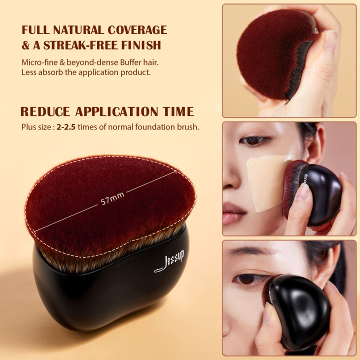 Jessup%20Foundation%20Brush%20with%20Makeup%20Sponge,%20Black%20Makeup%20Brush%20Flat%20Top%20Kabuki%20Brush%20for%20Liquid%20Blending%20Stippling,%20T881%20-%20Image%203