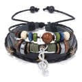 New Jewelry Simple Multi layered Beaded Leather Personalized Note Pendant Bracelet Music Festival Accessories. 