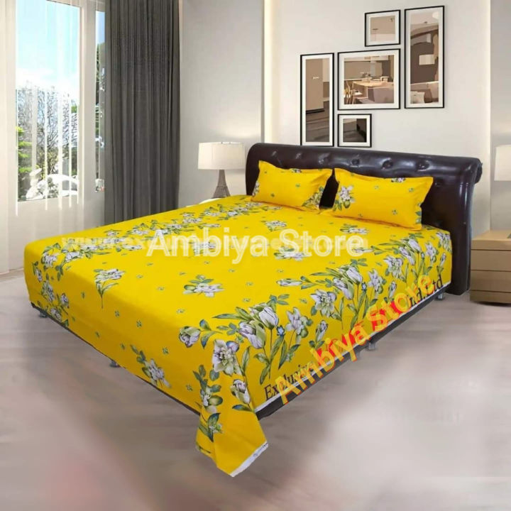 Cotton King Size Bedsheet With Two Pillow Cover Size 7/8 Feet Head Pillow cover Size 20/28 Inch Easy Maintainance Hand Washable