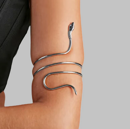 Exaggerated Snake Shaped Bracelet Women's Fashion Twisted Wrap Alloy Animal Arm Ring Body Jewelry Accessory