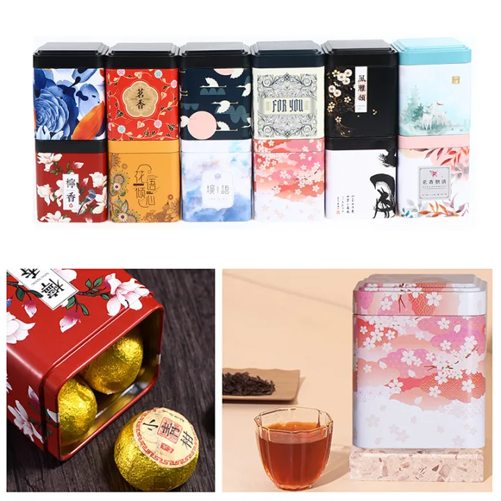 Tea%20Sealed%20Box%20Kitchen%20Storage%20Container%20Jar%20Square%20Can%20Candy%20Iron%20Vintage%20MJD%20-%20Image%208