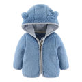 DSstyles Children Hooded Plush Jacket Long Sleeves Solid Color Zipper Coat. 