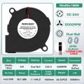 2PCS 5015 5cm DC 5V 12V 24V 2Pin Dual Ball/Hydraulic Bearing Brushless Cooling Turbine Blower Fan 50mm x 15mm Blower Cooler Fan.