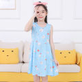 Children's and Girls' Sleeveless Cotton Silk Princess Tank Top Dress Summer Skirt. 