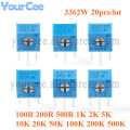 20PCS 3362W 3362 Precision Adjustable Resistor Trimpot Trimmer Potentiometer 100R 200R 500R 1K 2K 5K 10K 20K 100K 200K 500K Ohm.