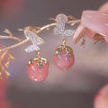 Pink Female Butterfly Earrings Fashion Versatile Korean Temperament Women's Long Earrings Female Cute Drop Earrings for Girls.