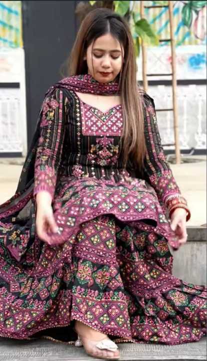 Nice looking VIP Linen Cotton Sarara Garara Full Body Beaded Readymade Three Piece