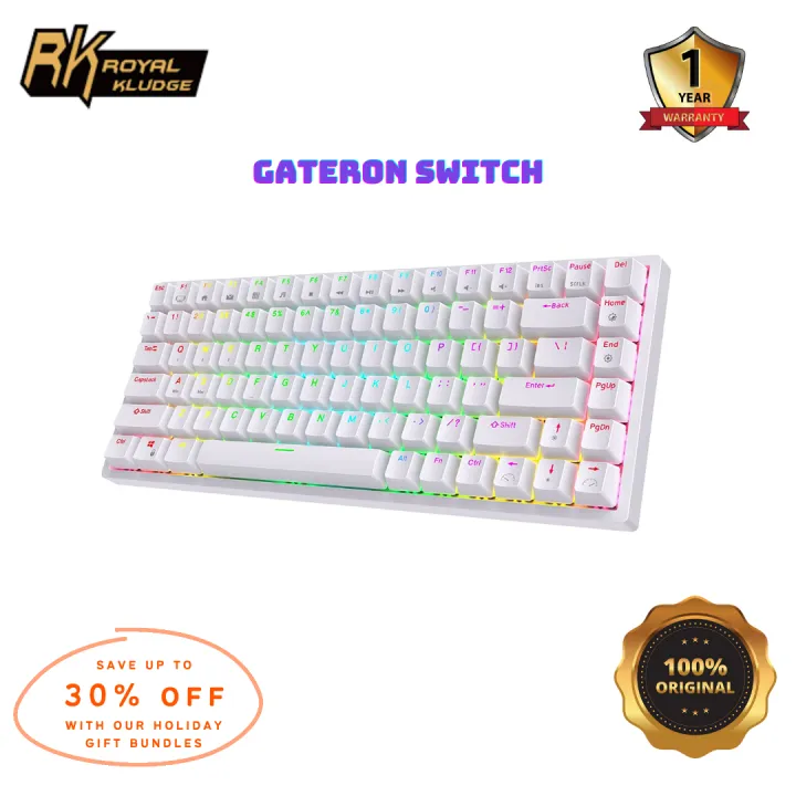 Royal Kludge RK84 Trimode Hotswappble Mechanical keyboard Gateron Switch (brown.red,blue)