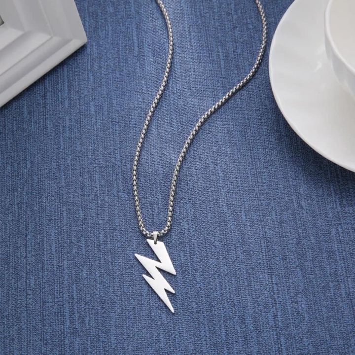 Personalized Necklace Lightning Bolt Necklace Mens New Fashion