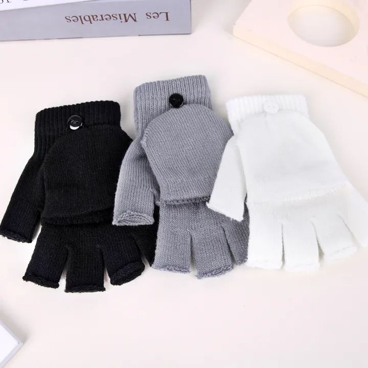 Half%20Finger%20Flip%20Gloves%20Winter%20with%20Finger%20Caps%20Knitted%20Fingerless%20Touchscreen%20Gloves%20for%20Men%20Women%20Finger%20Mittens%20Glove%20-%20Image%202
