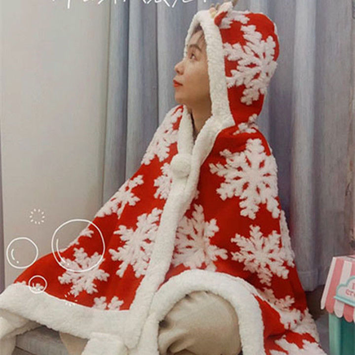 %E3%80%90Parent-Child%E3%80%91Winter%20Christmas%20Snowflake%20Multi-Functional%20Blanket%20Flannel%20Thickened%20Cape%20Shawl%20Cloak%20Student%20Nap%20Blanket%20-%20Image%203