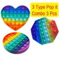 Pop it 3 variants Fidget Toy Rainbow Known from TikTok Sensory Toys for Autism, Fidget Toys for Anxiety, Stress Relief Toys, Simple Dimple Fidget Toy Pops, Push Pop Bubble Fidget Sensory Toy - Baby Toys - Baby Toys. 