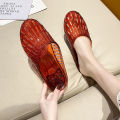 Beach shoes, jelly shoes, flat plastic sandals, bath, crystal bathroom, stinky summer, hollow women's soft.