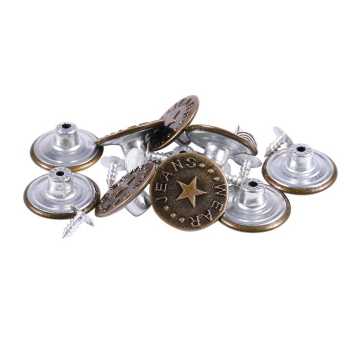 Star Prints Denim Jacket Jeans Metal Tack Button Bronze Tone