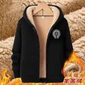 Autumn and Winter Cashmere Large Size Sports Suit Men's Loose Cardigan Hooded Coat Casual Fleece and Thick Two-Piece Suit. 
