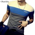 Summer Men's T Shirt Casual Patchwork Short Sleeve T Shirt Mens Clothing Trend Fashion Slim Fit -Hop Top Tees Plus M-5XL. 