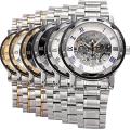 Mechanical Watch Luxury Waterproof Hollow Watch Men Skeleton Roman Numerals Hollow Dial Stainless Steel Band Automatic Watch. 