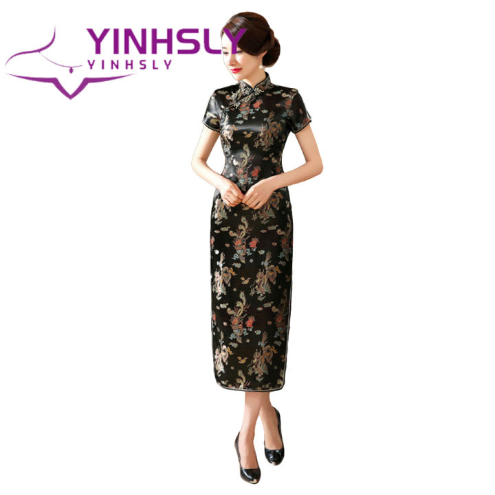 Ethnic%20Vintage%20Women%20Chinese%20Dragon%20Phoenix%20Embroidery%20Long%20Slim%20Cheongsam%20Dress%20-%20Image%202