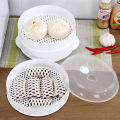 Round Single/Double Tier Microwave Food Steamer Kitchen Veggies Fish Cookware. 
