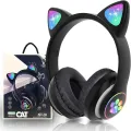 STN28 LED Cat Ear Headset Noise Cancelling Headphones Bluetooth 5.0 Colorful Kids Headset Support TF Card 3.5mm Plug with Mic.