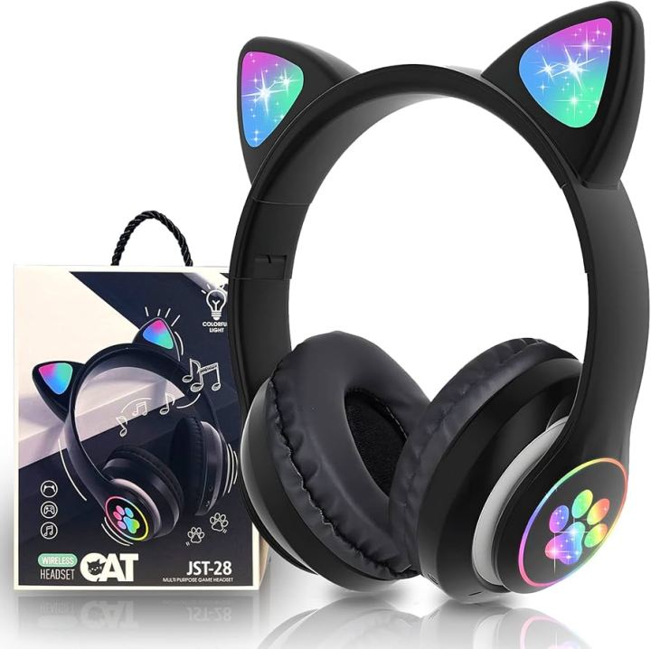 STN28%20LED%20Cat%20Ear%20Headset%20Noise%20Cancelling%20Headphones%20Bluetooth%205.0%20Colorful%20Kids%20Headset%20Support%20TF%20Card%203.5mm%20Plug%20with%20Mic%20-%20Image%203