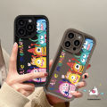 Colorful Creative Happy Cartoon Cute Little Monster Soft Case For Oppo A12 A53 A1k A7 A55 A16 A55 A15S A17 A5s A54s A77 A76 A74 A3s A31 A95 A17k A16s A9 A96 A16E A92 A52 A16K A77s Couples Angel Eyes Cover.